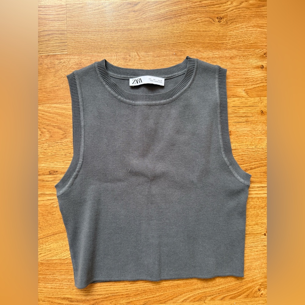 Zara Charcoal Sleeveless Crop Top
